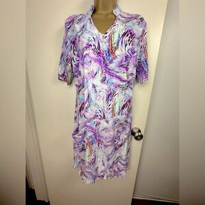 Tzu Tzu White Lavender Dream Golf Athleisure‎ Ruffle Bottom Dress L *Like New*